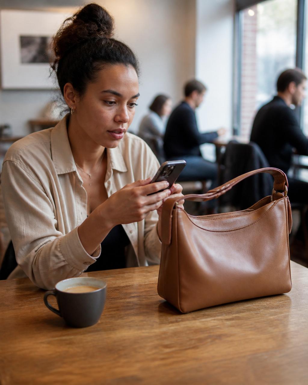 Seller photographing a handbag for an online marketplace listing